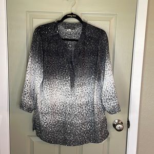 Mysterious Ombré Gray Toned Rose and Olive Blouse.